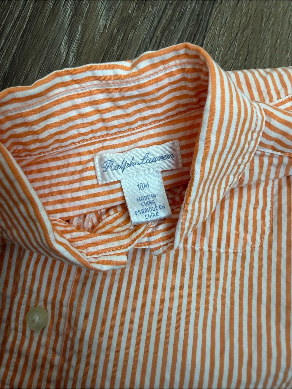 Ralph Lauren Orange Striped Short-Sleeve Button-Down Shirt